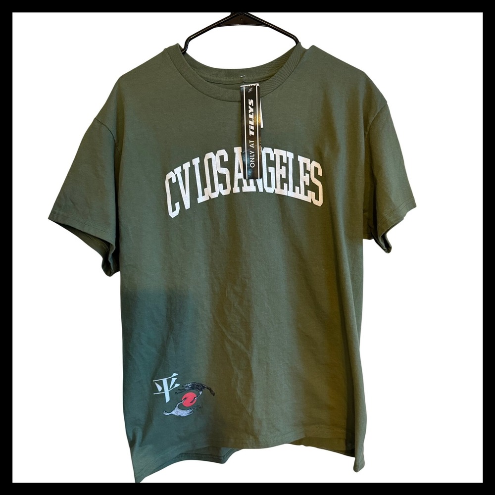 NWT CV Los Angeles Tillys Peace Balance Graphic T-Shirt Mens Olive Green Size: L